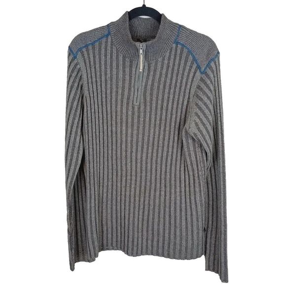Authentic Illegal Vintage Men's Gray Mock Neck Pull Over Sweater 1/4 Zip Large - Picture 1 of 7